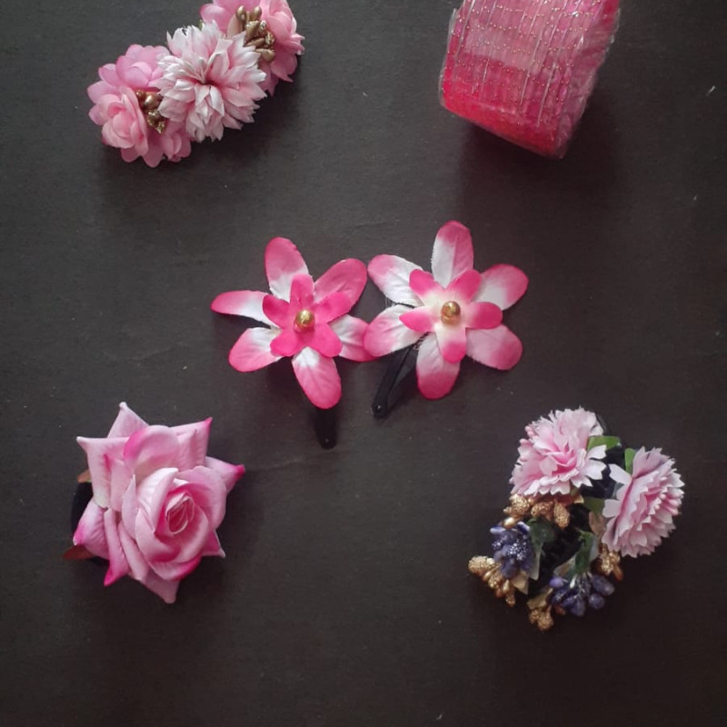 Floral Hair & Bangles Combo Set