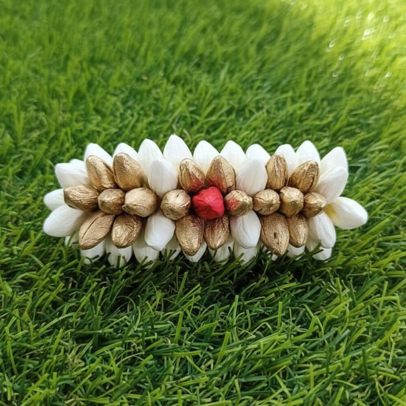 Real Look Jasmine Hair Clip White/Gold/Red | Perfect for Weddings