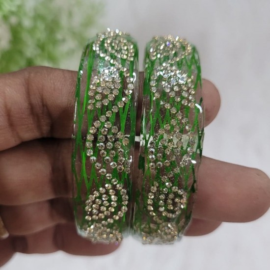 Border Glass Bangles Pair Border Glass Bangles Pair