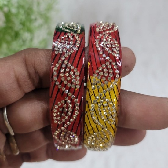 Border Glass Bangles Pair Border Glass Bangles Pair