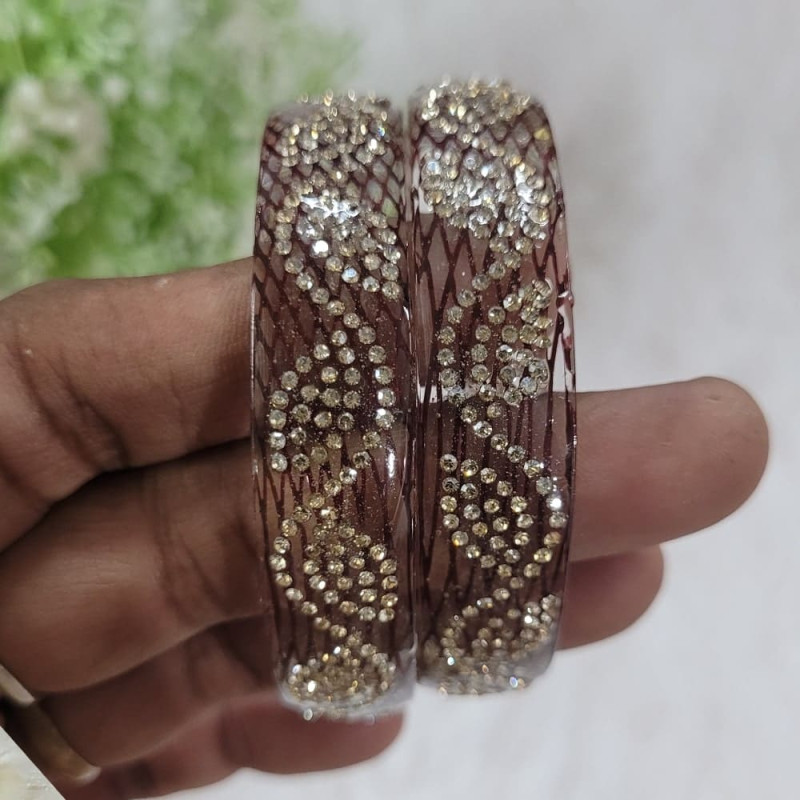 Border Glass Bangles Pair